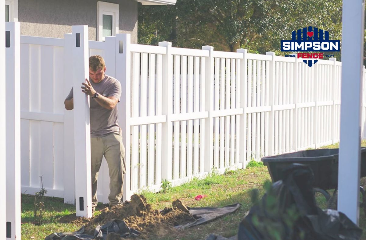 A professional Simpson Fence layout creates a functional backyard boundary for a Southwest Ohio home.
