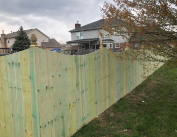 Treated Wood Scalloped Fence with Gothic Finials Scalloped Fence Installation