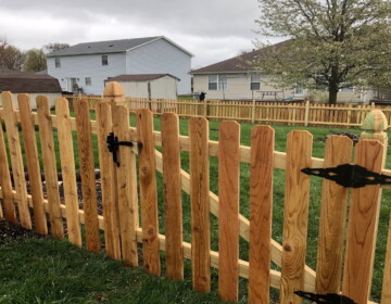 Cedar Picket Fence with Gothic Post Tops Cedar Picket Fence with Gothic Post Tops