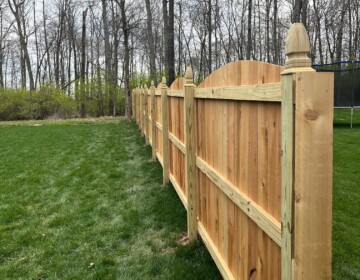 Cedar Convex Fence with Gothic Finials (Interior View) Beautiful Residential Fencing Ideas 12