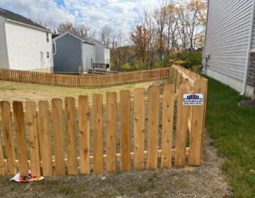 4’ high Cedar Picket fence (6 inch wide pickets) in Middletown, OH. Professionally Installed by Simpson Fence Company
