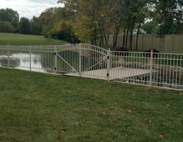 Beige Aluminum Fence with Arched Gate & Ball Finials in Liberty Township Commercial Fence