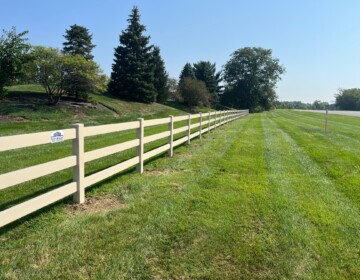 Tan, Vinyl Post and Rail Fence, in Monroe Ohio Beautiful Residential Fencing Ideas 8